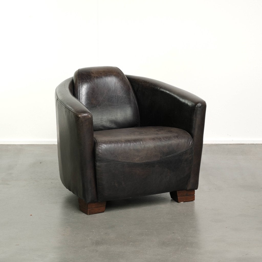 Aviator design armchair van generfd rundleer, Ophalen, Gebruikt, Aviator, /