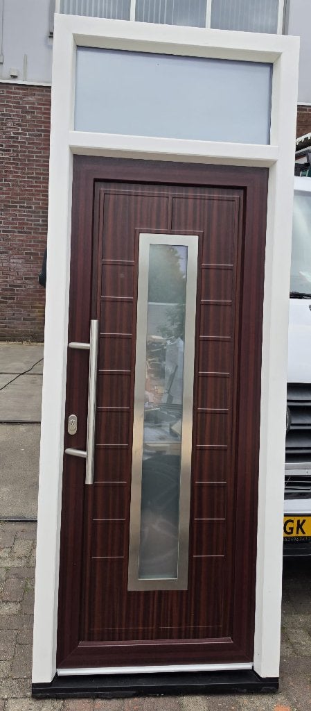 voordeur PVC NIEUW! aluplast wit/roodbruin houtnerf, Doe-het-zelf en Verbouw, Kozijnen en Schuifpuien, Kunststof, Deurkozijn, Nieuw