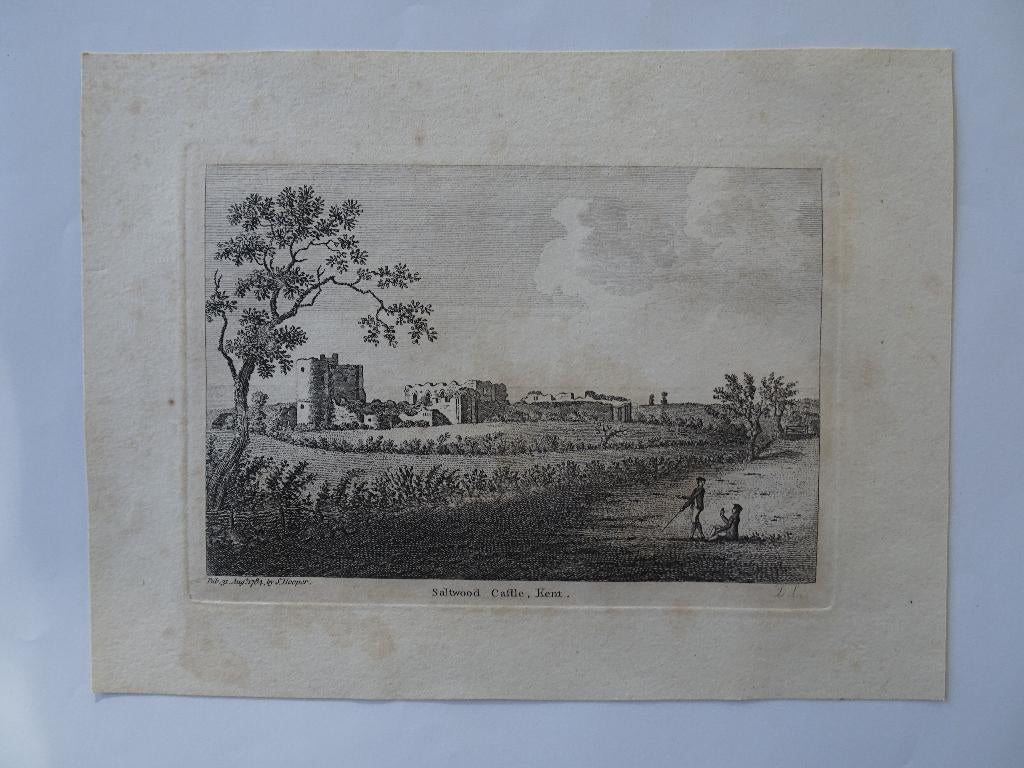 ets Saltwood castle Kent, Engeland, S. Hooper, 1784, Architectuur, Origineel, 1700 - 1799, Verzenden