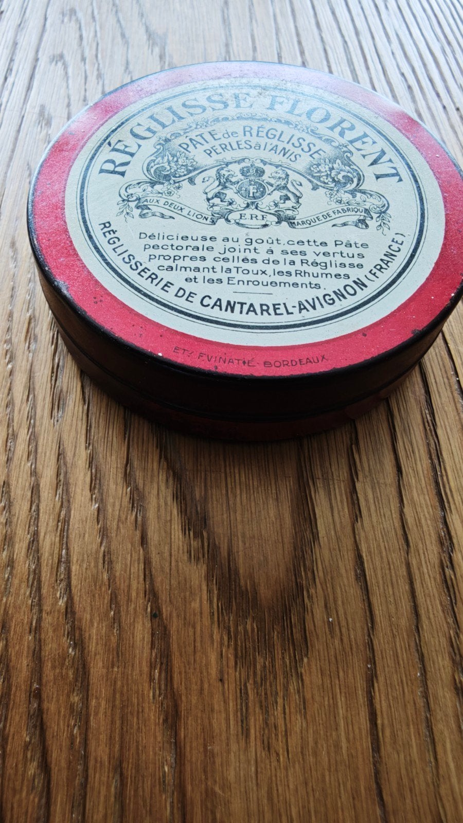 Vintage Blikje Reglisse Florent Zoethoutpasta Medicinaal, Ophalen of Verzenden, Gebruikt, Overige, Overige merken