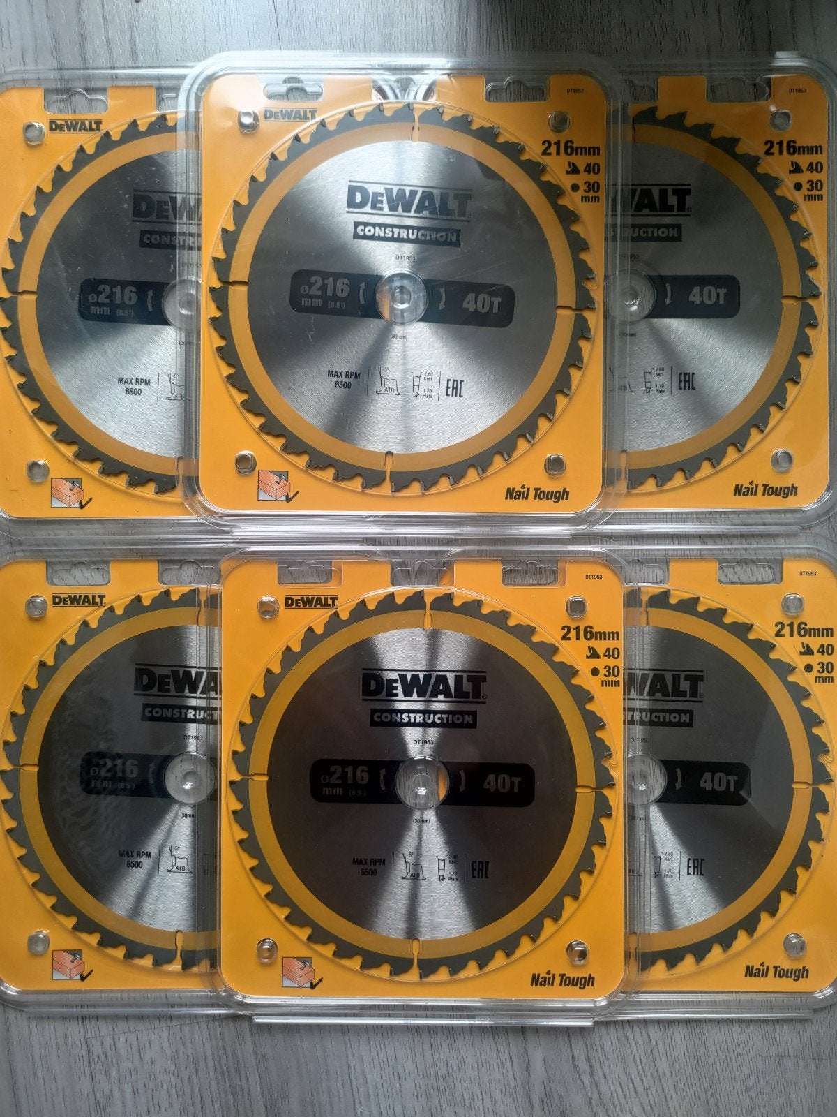 DeWalt Cirkelzaagbladen 216mm 40T - Nieuw (6 stuks), Ophalen of Verzenden, Nieuw, Cirkelzaag, DeWalt