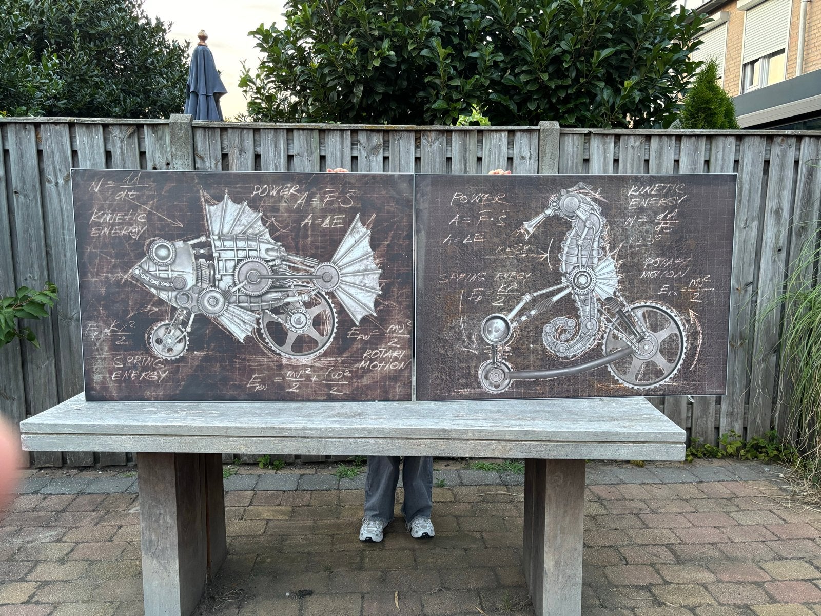 Steampunk Kunst: Vis & Zeepaard Canvas Set, Ophalen, 50 – 75, Zo goed als nieuw, Schilderij