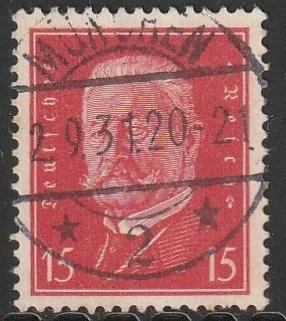 Rijk 1928 414 Hindenburg 15p, Gest, Postzegels en Munten, Postzegels | Europa | Duitsland, Ophalen of Verzenden, Overige periodes