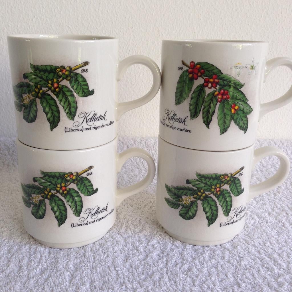 ☕4 Vintage VILLEROY & BOCH D.E Koffie Mokken KOFFIETAK., Ophalen of Verzenden, Zo goed als nieuw, Overige stijlen, Kop(pen) en/of Schotel(s)