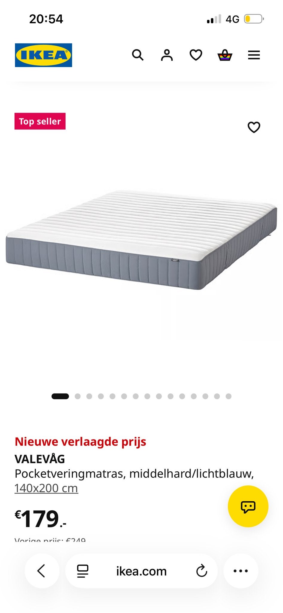 Zo goed als nieuwe matras 140x200 cm met matrashoes, Tweepersoons, Zo goed als nieuw, Matras, 200 cm