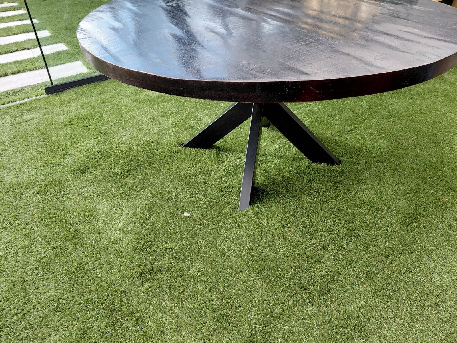 Mango houten eettafel, Ophalen, Gebruikt, Mangohout, Rond