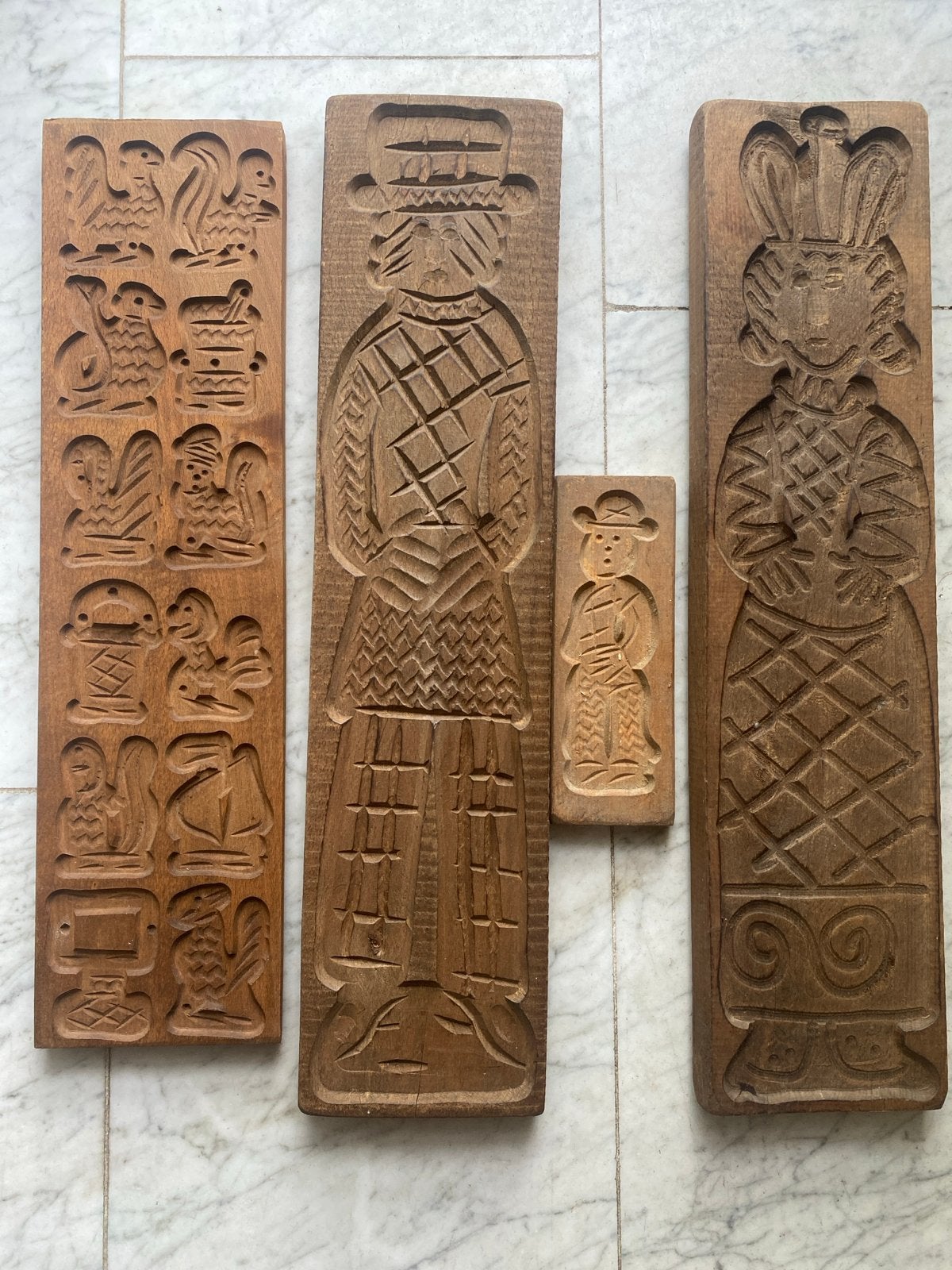 Set van 4 antieke houten koekjes- en speculaasvormen, Antiek en Kunst, Ophalen of Verzenden