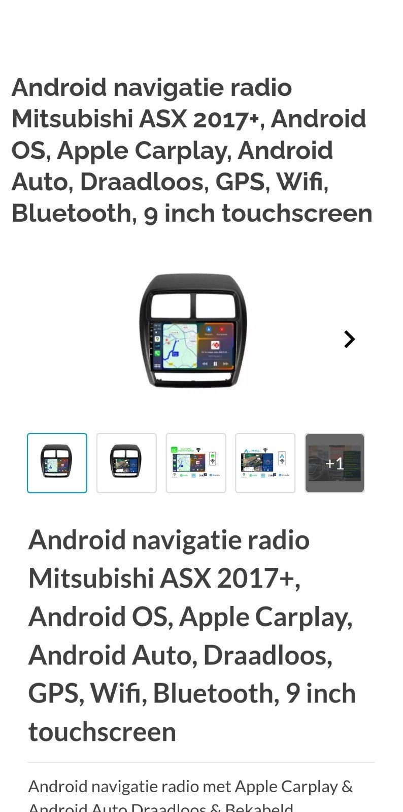 Android navigatie radio Mitsubishi ASX 2017+ 9 " touchscre, Auto diversen, Autoradio's, Ophalen of Verzenden, Nieuw