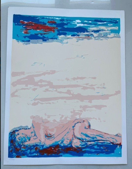 Henk van Vessem (1939 - 2026) - Liggend Naakt, Gesigneerd, Verzenden, Abstract, Lithografie