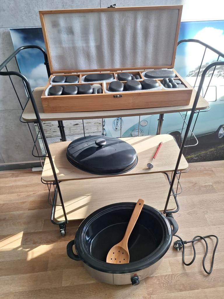 Complete Hotstone Massage Set met Verwarmer en Accessoires, Ophalen of Verzenden, Gebruikt, Hotstone