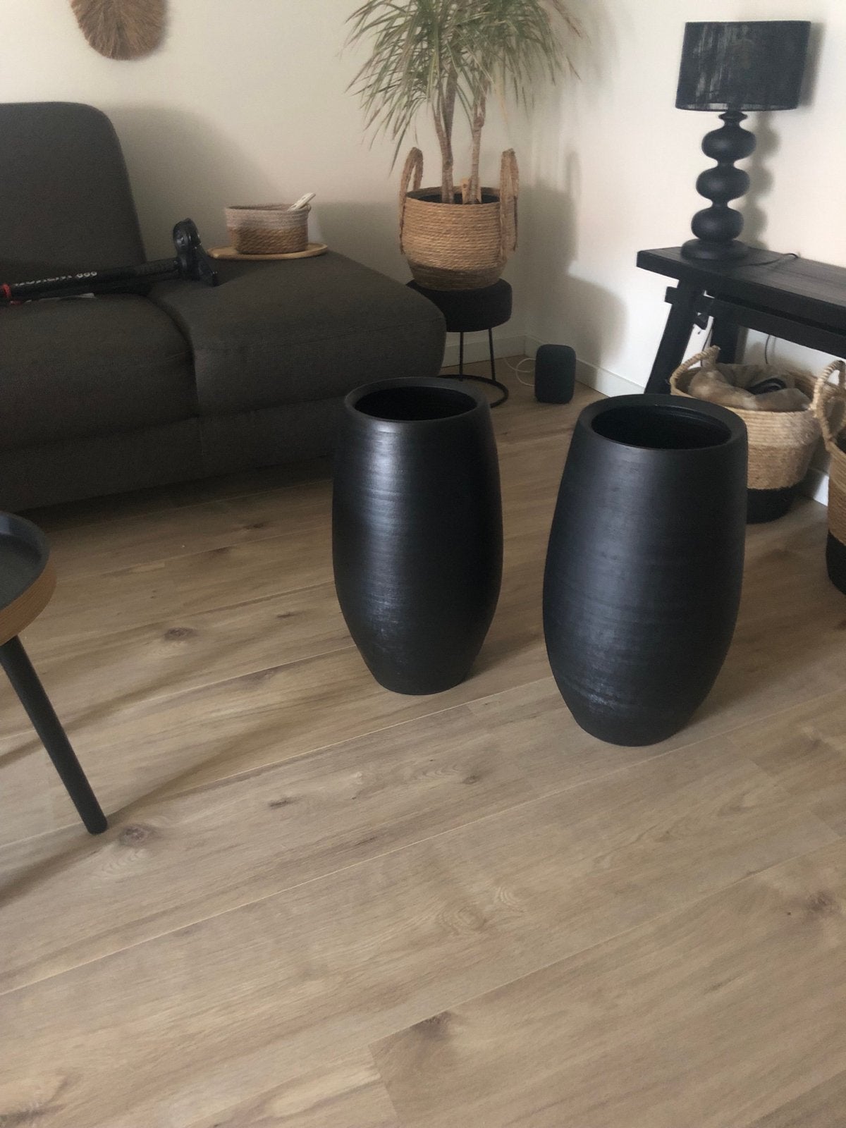 Zwarte vaas 50cm hoog, Ophalen, Gebruikt, Zwart, Overige materialen