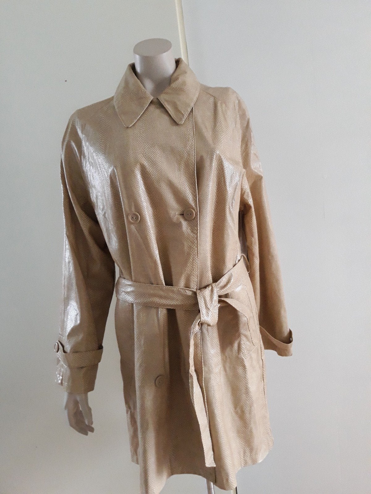 Cibyll Jeans Trenchcoat met Slangenprint - Maat 40, Maat 38/40 (M), Beige, Ophalen of Verzenden, Zo goed als nieuw