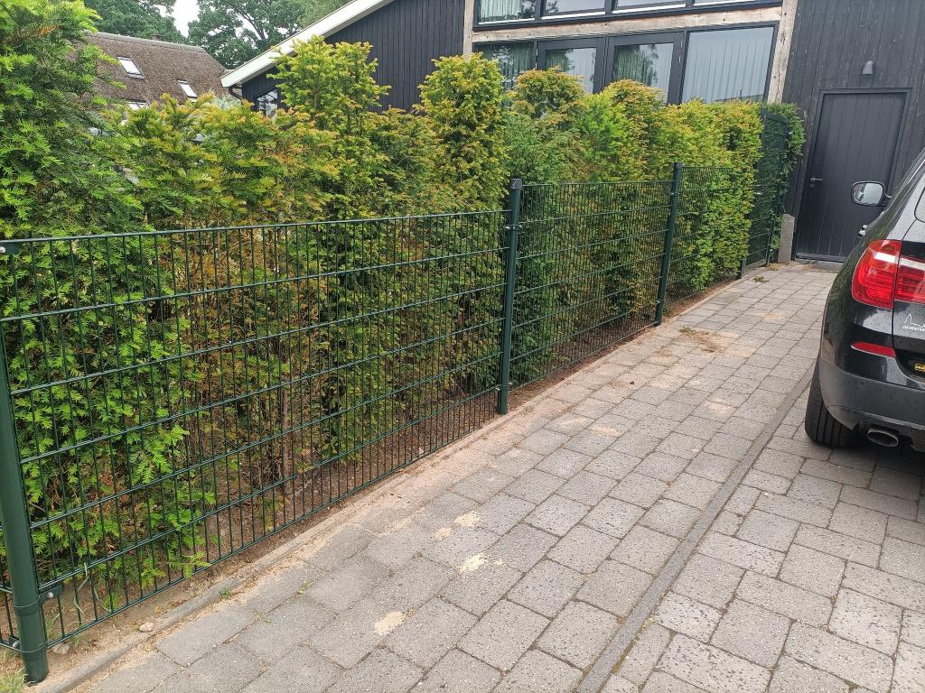 15 meter 656 dubbelstaafmat 100cm hoog + B-keus poort Groen, Met poort, Nieuw, Dubbelstaafmat hekwerk, Ophalen of Verzenden