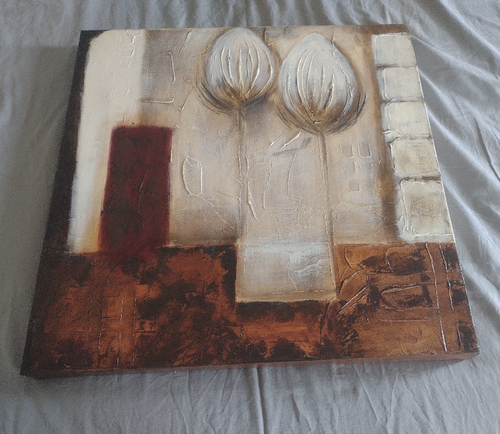 abstracte schilderij warm kleuren palet, Ophalen