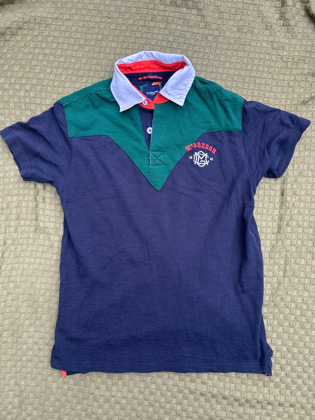 McGregor Rugby polo heren maat M navy groen retro, Kleding | Heren, Ophalen of Verzenden, Gedragen, Maat 48/50 (M), Blauw