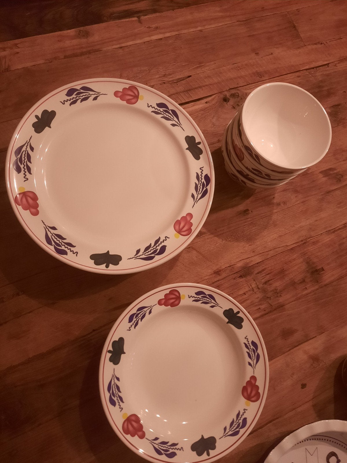 Boerenbont servies: borden en kommen bewaar potten, Ophalen, Landelijk/Boerenbont, Zo goed als nieuw, Bord(en)
