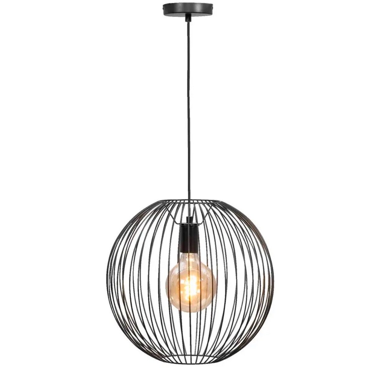 Hanglamp Xavier Zwart Metaal Ø40cm E27, Huis en Inrichting, Ophalen, Zo goed als nieuw, Metaal, E27 (groot)