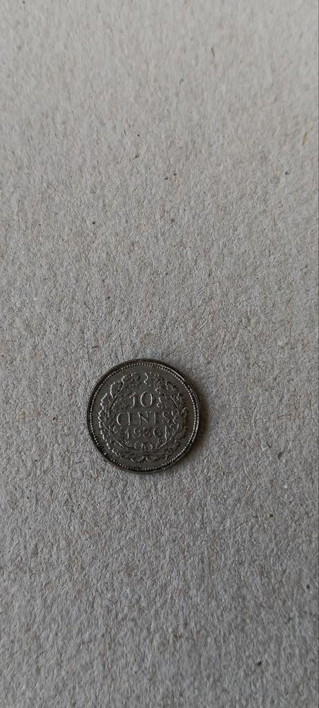 Zilver dubbeltje 1936 Wilhelmina, Ophalen of Verzenden, Zilver