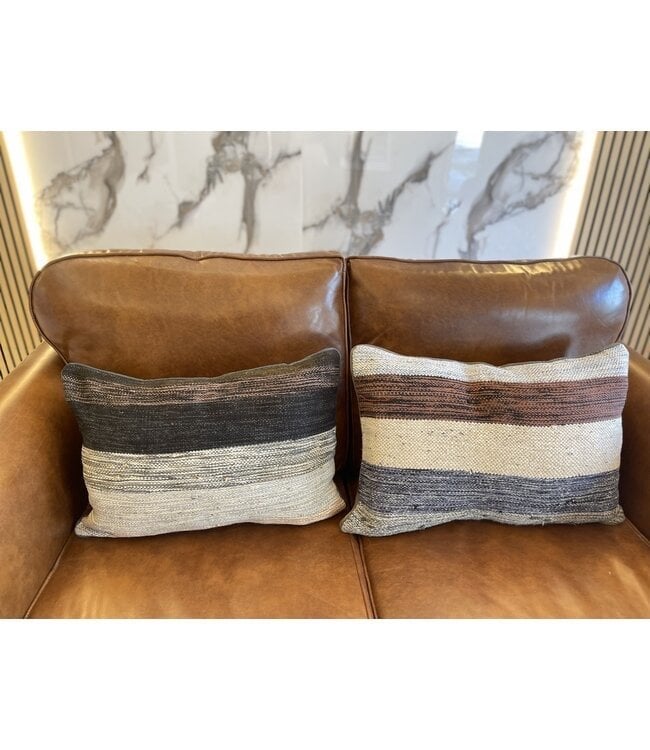 2x Kilim kussenhoes met vulling, modern, ca. 60x40 cm, Ophalen of Verzenden, Nieuw, Overige kleuren, Rechthoekig