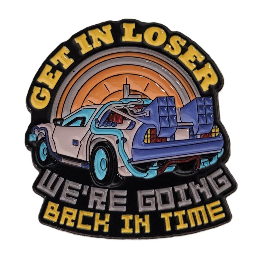 Get in loser back in time auto speldje van metaal pin, Info@deconoord.nl, Deco Noord, Nieuw, Ophalen of Verzenden