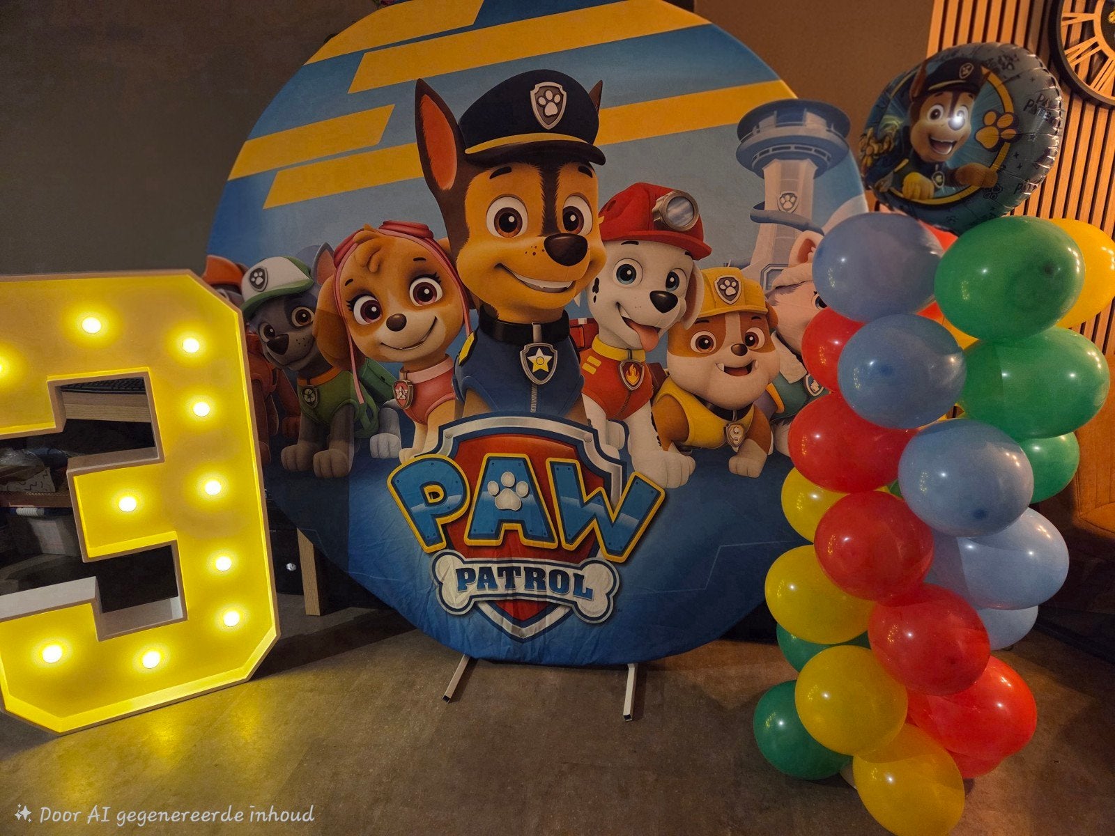 Paw Patrol Backdrop 2 meter te huur voor kinderfeestje, Ophalen, Zo goed als nieuw, Versiering, Verjaardag