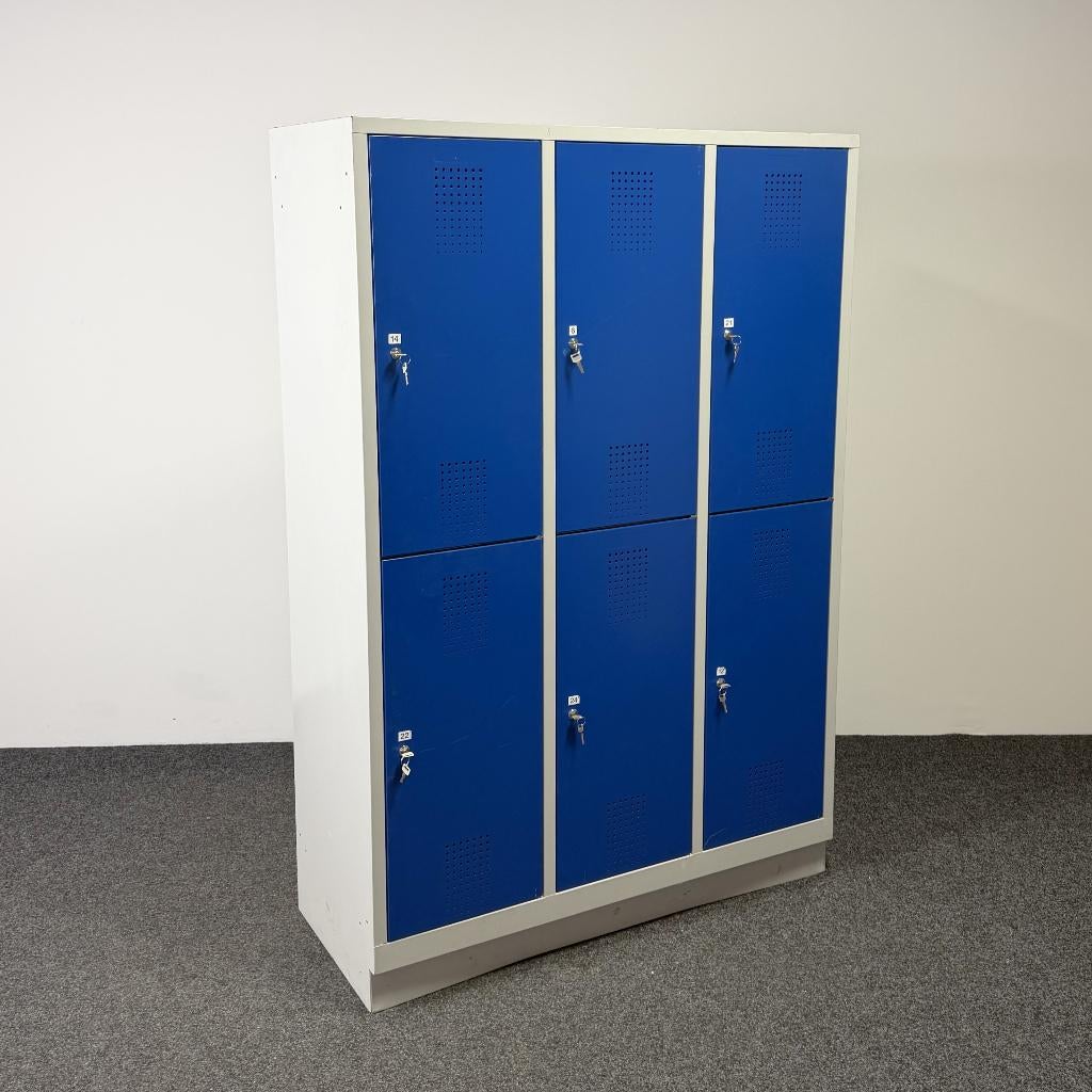 Lockerkast Grijs/Blauw - 6 Deurs 26082, Ophalen, Gebruikt, 100 tot 150 cm, 5 laden of meer