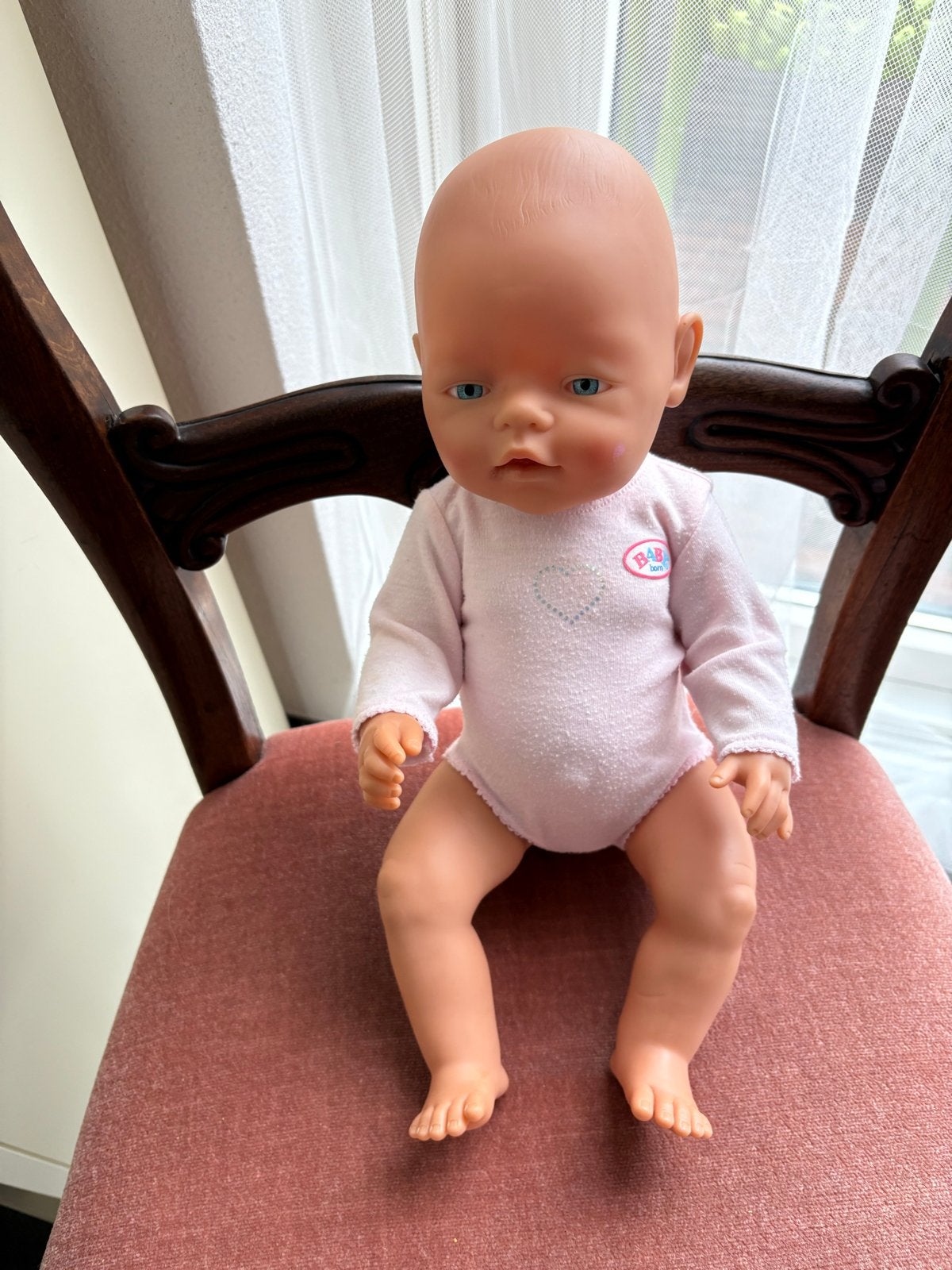 Baby Born pop met roze romper, Ophalen of Verzenden, Zo goed als nieuw, Babypop