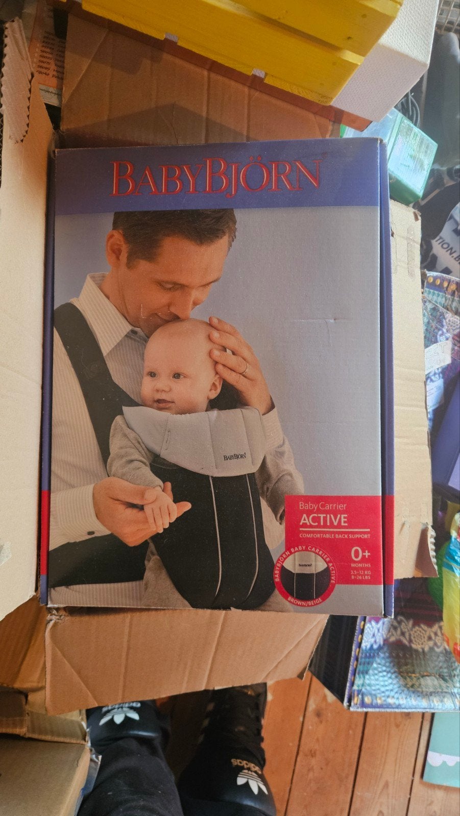 BabyBjörn Draagzak Active - Bruin/Beige, Buik of Rug, Ophalen of Verzenden, Zo goed als nieuw, Baby Björn