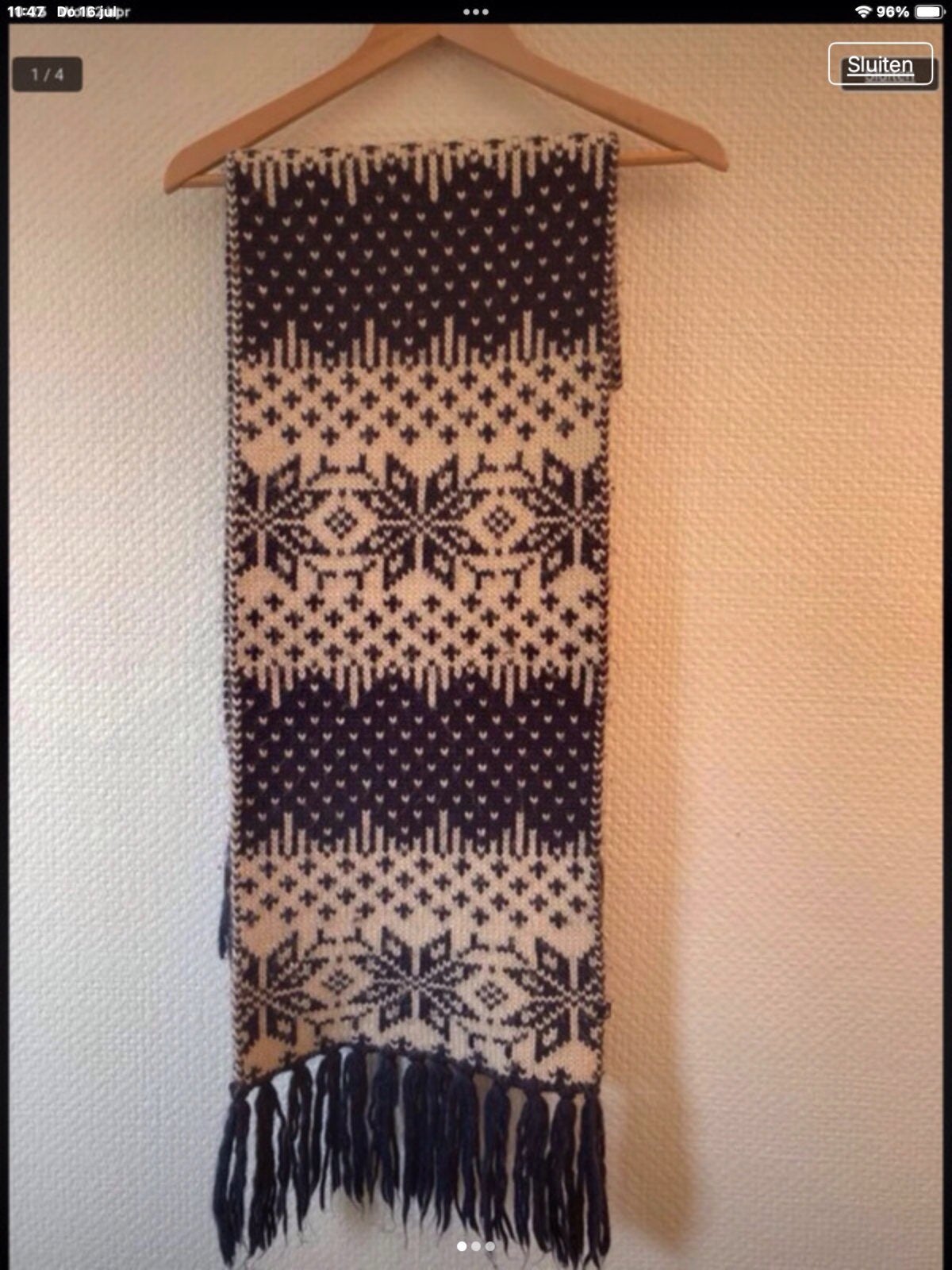 Gaastra Blauw / Wit Noors Gebreide Sjaal, Verzenden, Zo goed als nieuw, Maat 46/48 (XL) of groter, Sjaal