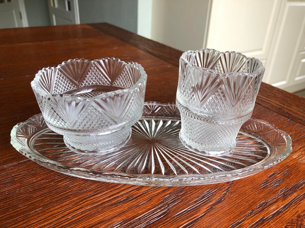 Mooi setje kristal Wilhelmina glas, Ophalen of Verzenden