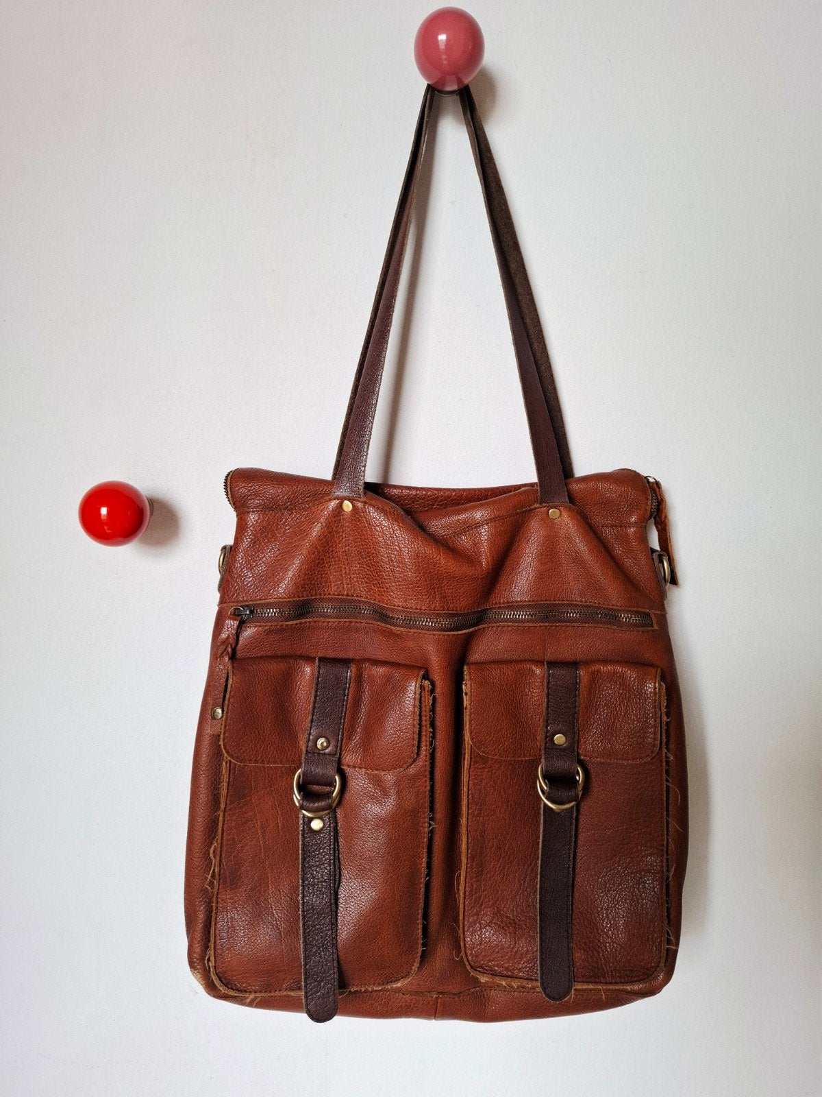 Goosecraft cognac leren tas - ruime werk- of reistas, Sieraden, Tassen en Uiterlijk, Tassen | Damestassen, Ophalen of Verzenden