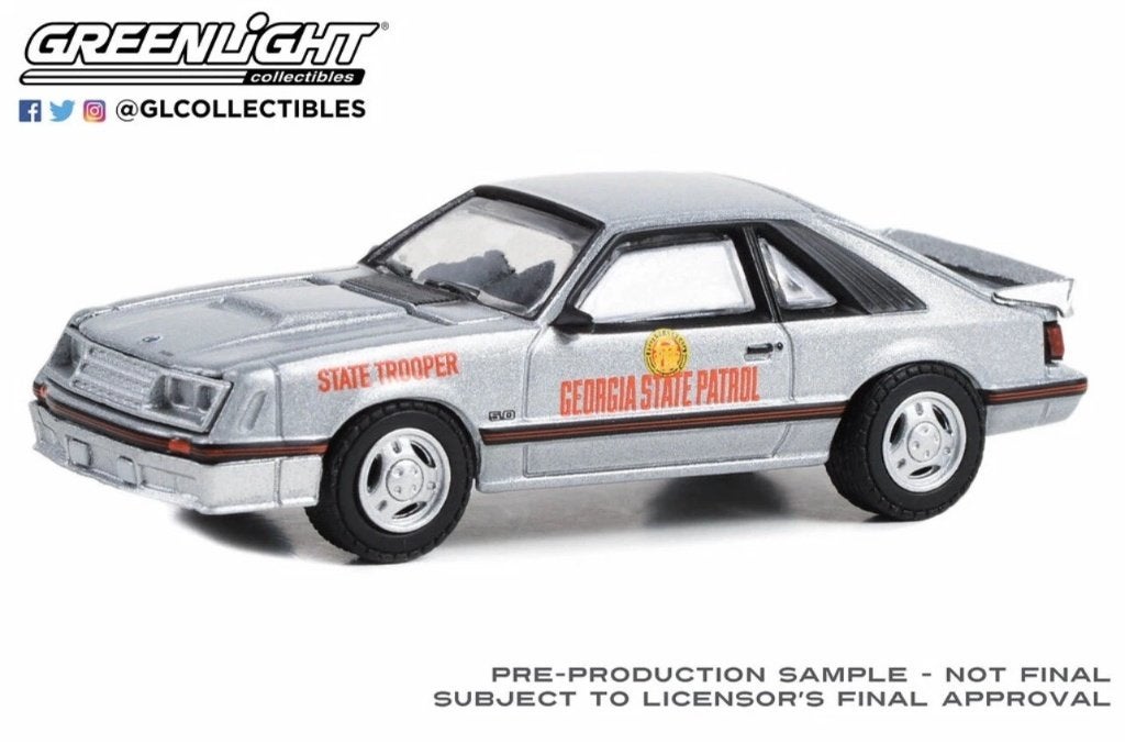 1982 Ford Mustang GT v Greenlight 1/64 Georgia State Trooper, Ophalen of Verzenden, Nieuw, Auto