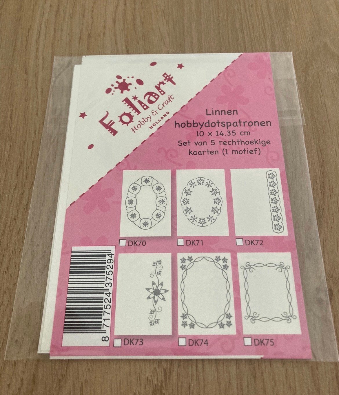 Linnen hobbydotspatronen, 5 kaarten, Ophalen, Zo goed als nieuw, Blanco kaart of Basiskaart