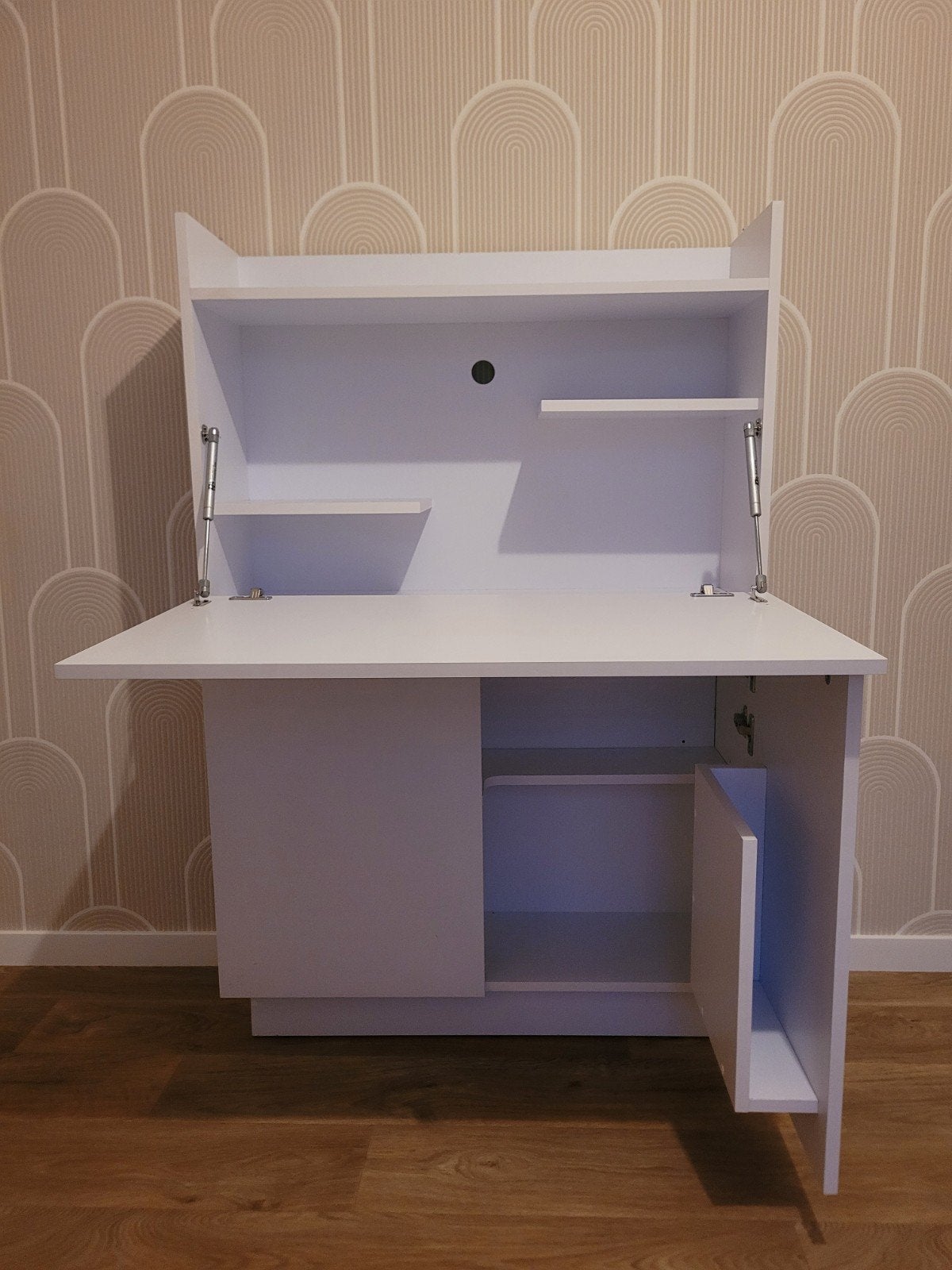 Wit secretaire bureau met opbergruimte, Ophalen, Opbergruimte, Zo goed als nieuw, Overige merken