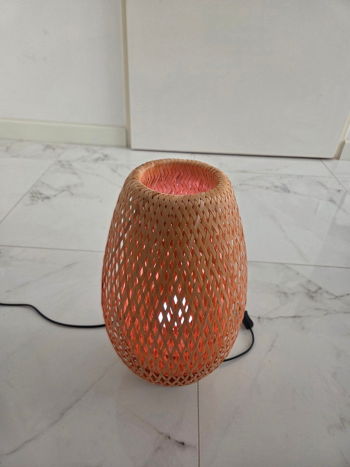 Bamboe tafellamp - Sfeerlamp - Nachtlamp, Met schakelaar, Natuurlijk materiaal, Landelijk, Ophalen