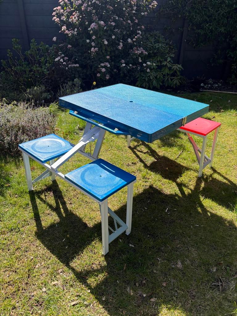 Compacte camping picknicktafel met 4 zitplaatsen, Caravans en Kamperen, Kampeermeubelen, Ophalen, Gebruikt, Campingtafel