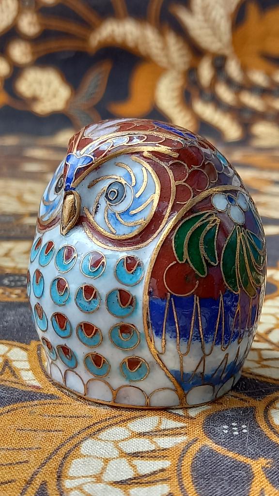 Mooi origineel oud Chinees uil beeldje van cloisonne 5,2 cm., Ophalen of Verzenden