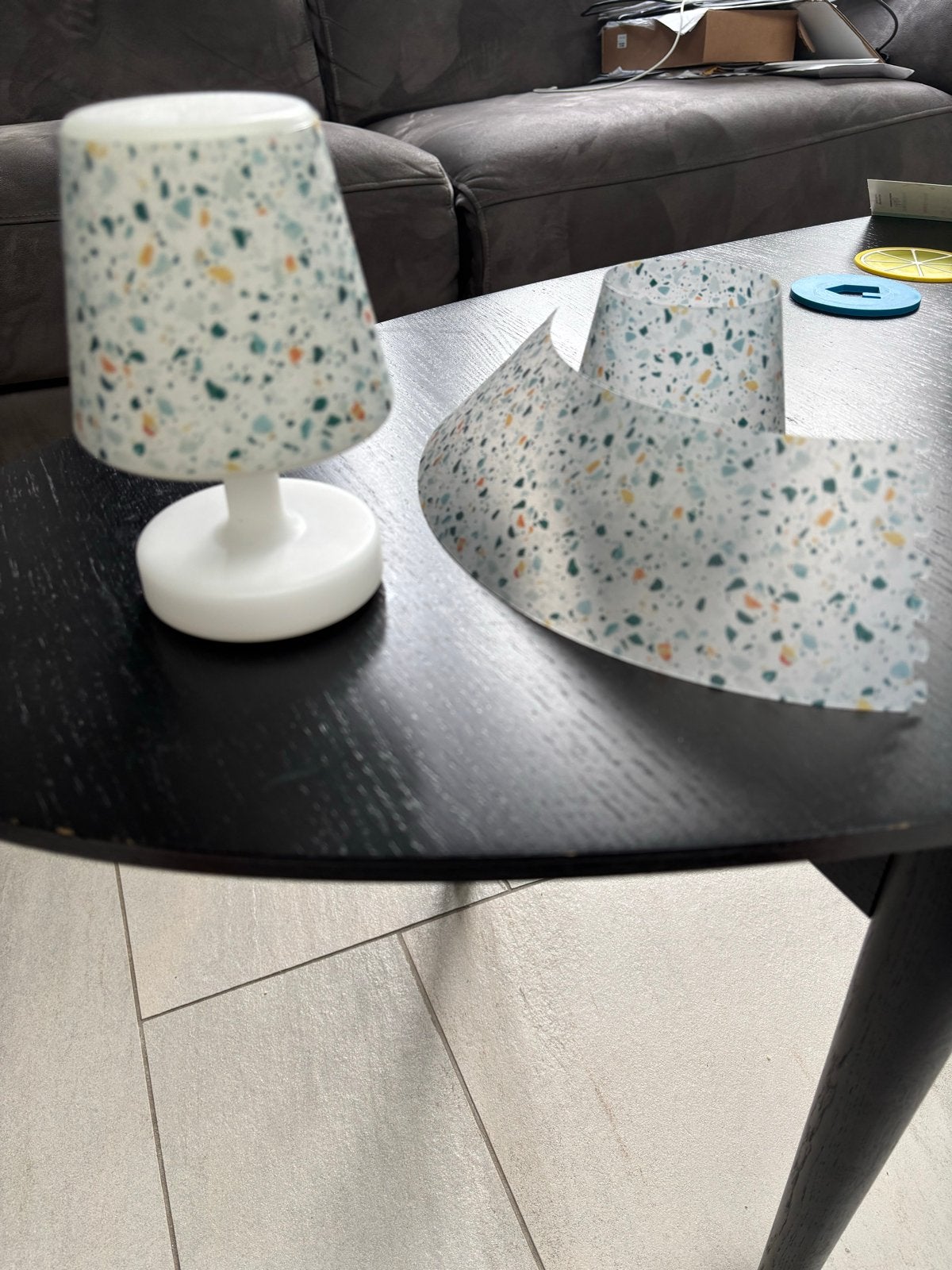 3 Fatboy Edison the Mini lampenkapjes Terrazzo, Huis en Inrichting, Rond, 8 cm, Ophalen of Verzenden, Zo goed als nieuw