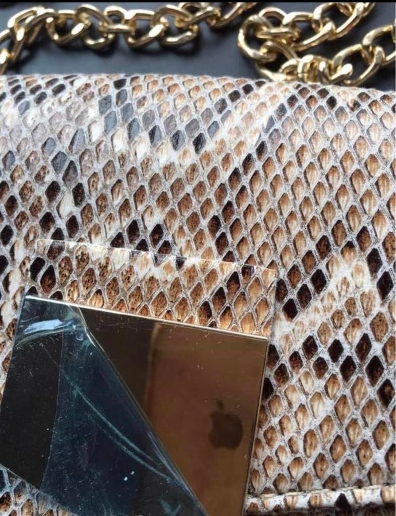 Nieuwe schoudertas imitatie python print gouden ketting, Ophalen of Verzenden, Nieuw, Overige kleuren, Schoudertasje