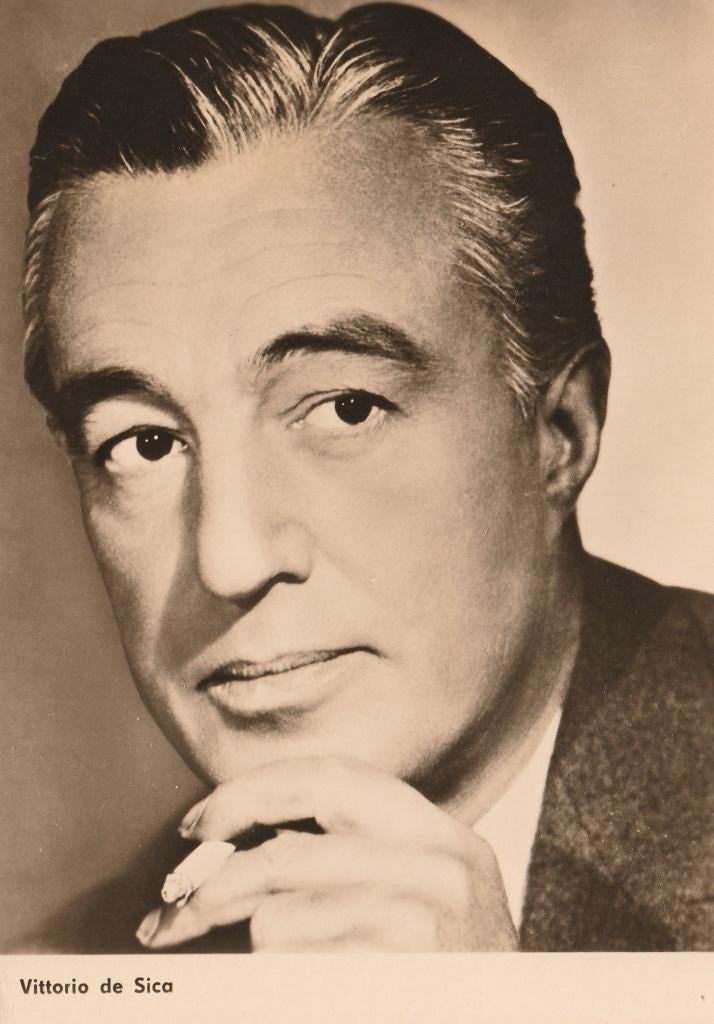 Oude Kaart Vittorio de Sica, Verzenden, 1940 tot 1960, Ongelopen, Sterren en Beroemdheden