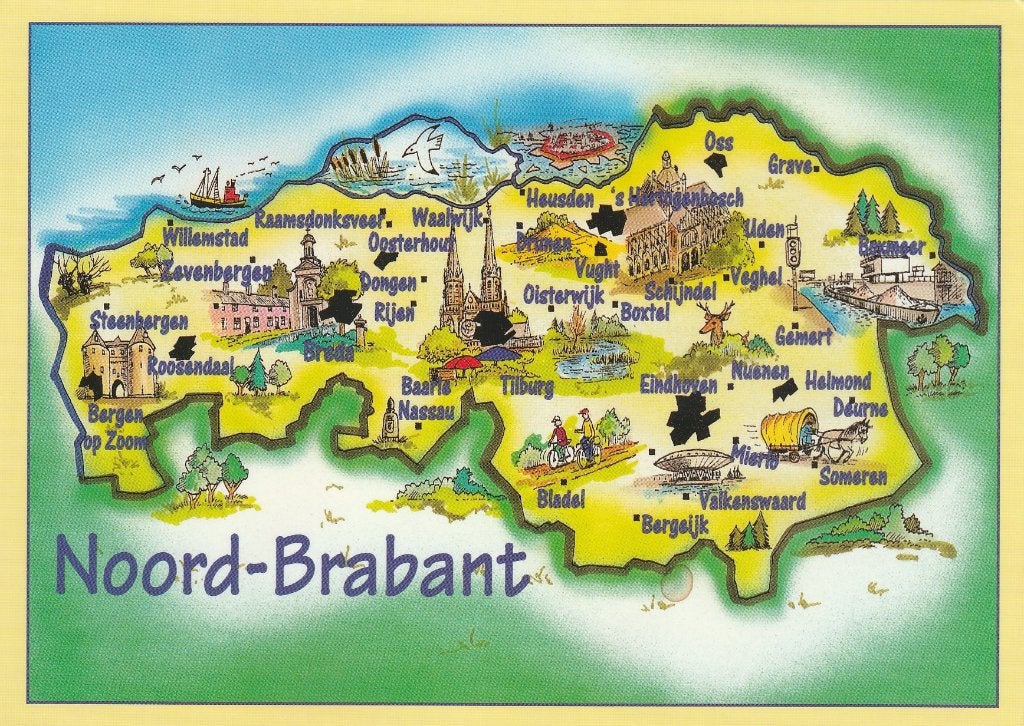 NOORD BRABANT Landkaart, Verzenden, 1980 tot heden, Ongelopen, Noord-Brabant