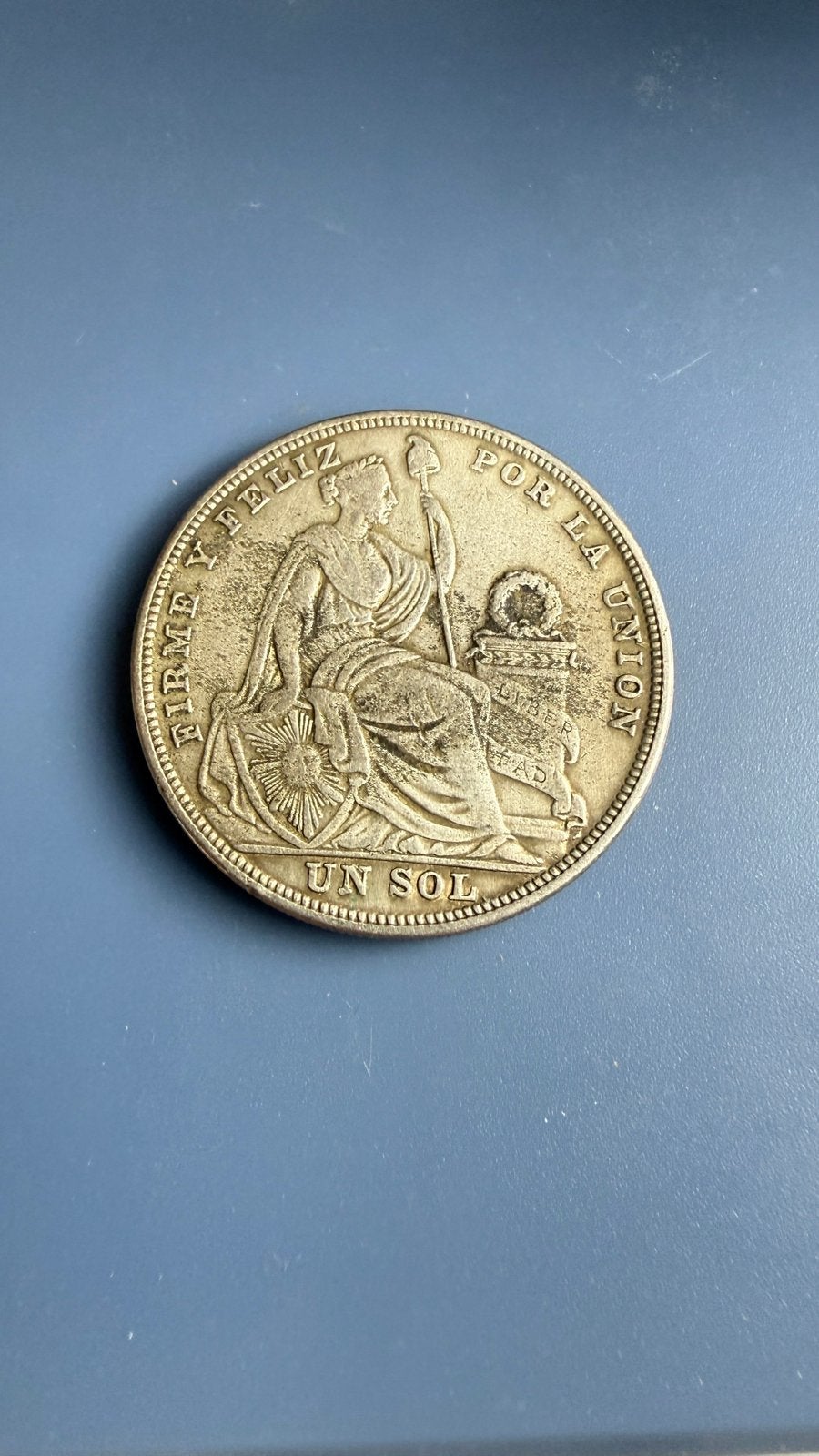 PERU 1924 1 SOL FIRME Y FELIZ POR LA UNION SILVER, Verzenden, Overige landen