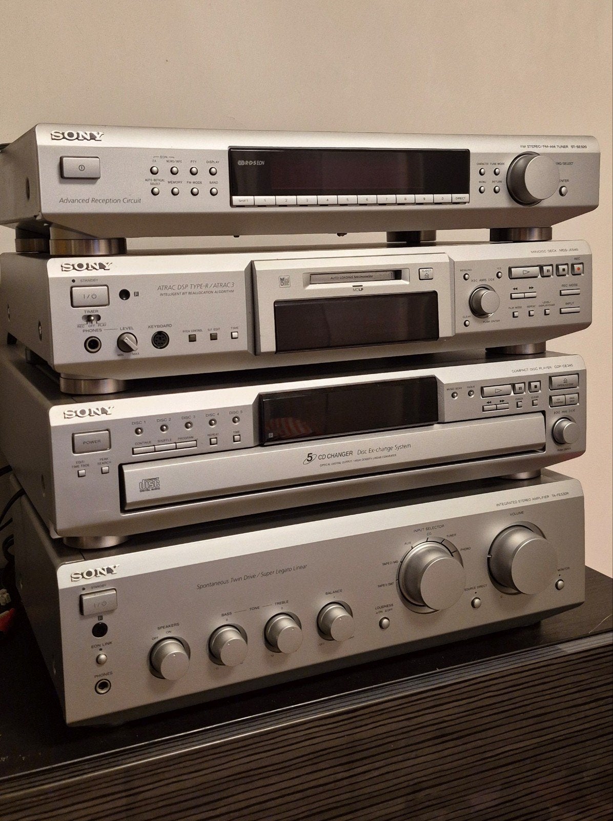 Sony Stereo TA-FE530R CDP-CE345 MDS-JE640 ST-SE520, Ophalen, Gebruikt, Losse componenten, Sony