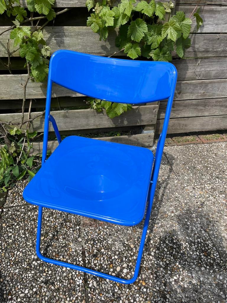 blauwe vintage IKEA TED klapstoel, Huis en Inrichting, Stoelen, Ophalen of Verzenden, Zo goed als nieuw, Blauw, Eén