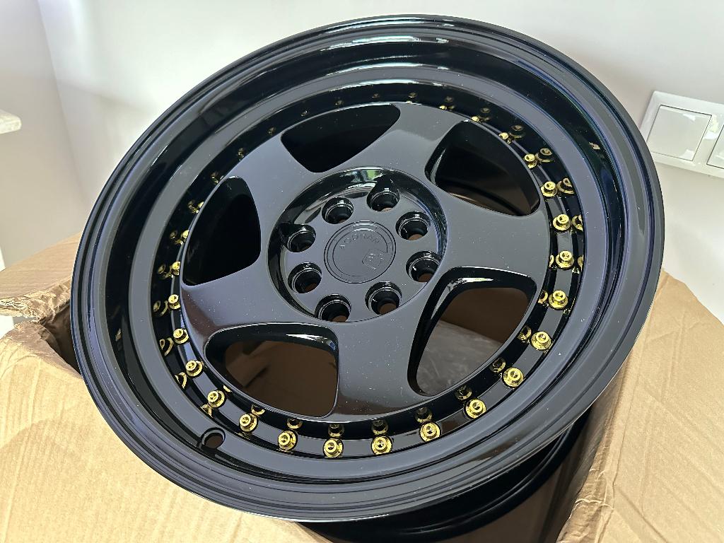 Aodhan AH01 Zwart goud 15 x 8.0J ET20 4x100 4x114.3, Ophalen of Verzenden