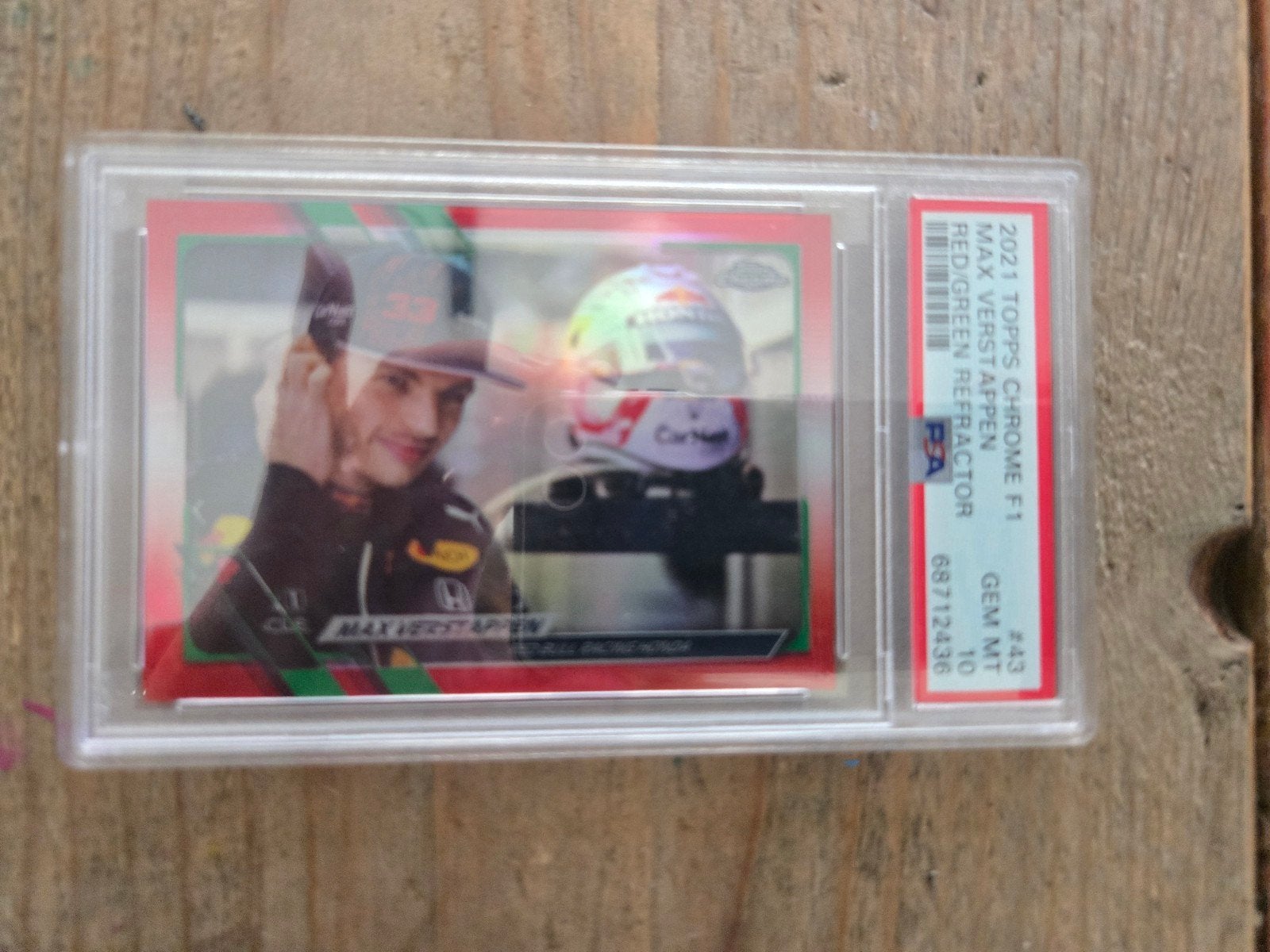 Max Verstappen Topps Green Red Refractor 2022 PSA 10, Ophalen of Verzenden