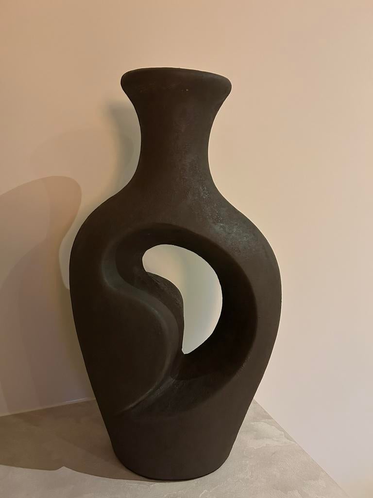 Mooie grote bruine vazen set, Ophalen, Steen, Overige kleuren, 50 tot 75 cm