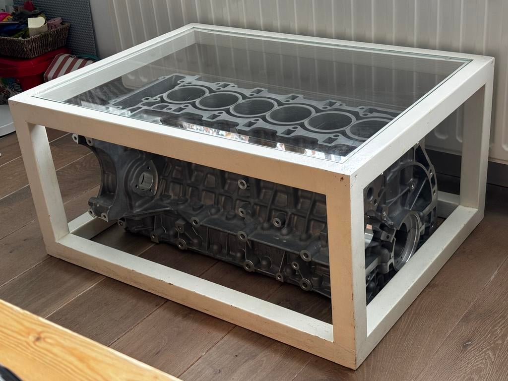 Salontafel met BMW motorblok, Ophalen, Gebruikt, 100 tot 150 cm, 50 tot 100 cm