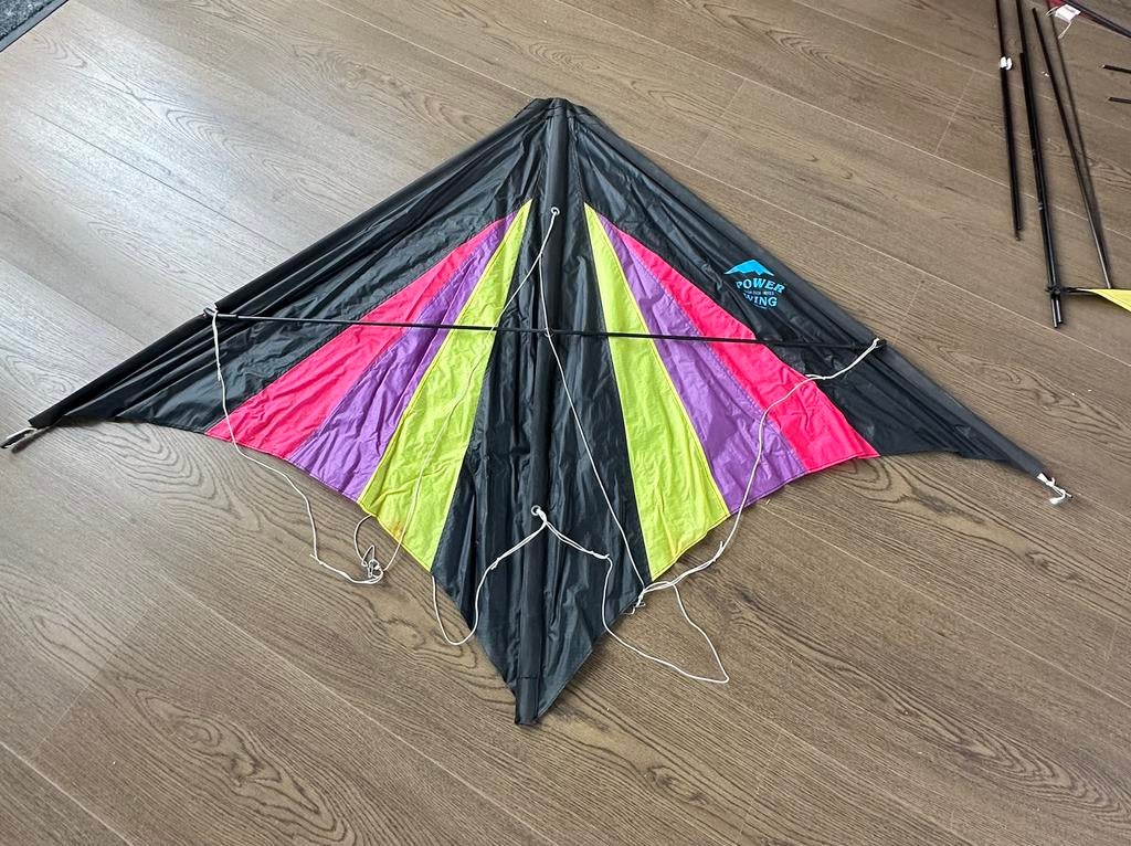 Power Wing Vlieger 1.5 - Compleet met lijnen en handels, Sport en Fitness, Vliegeren, Ophalen of Verzenden, Gebruikt, Tweelijns