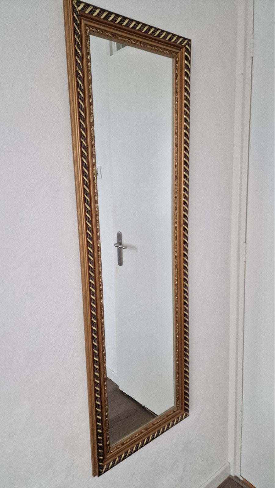 Grote spiegel met gouden lijst, Ophalen, Minder dan 50 cm, Gebruikt, 100 tot 150 cm